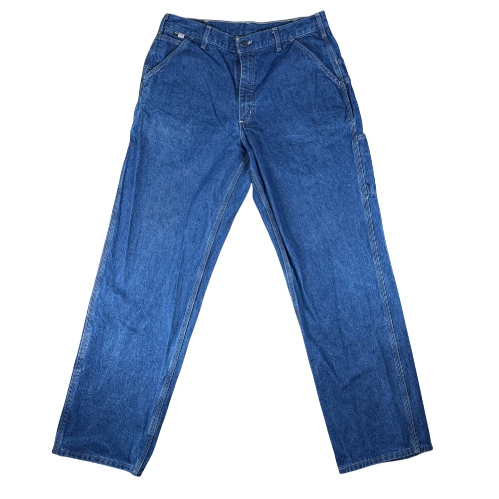 Carhartt FRB13-DNM Flame Resistant FR Original Fit Carpenter Jeans 35x34 Blue
